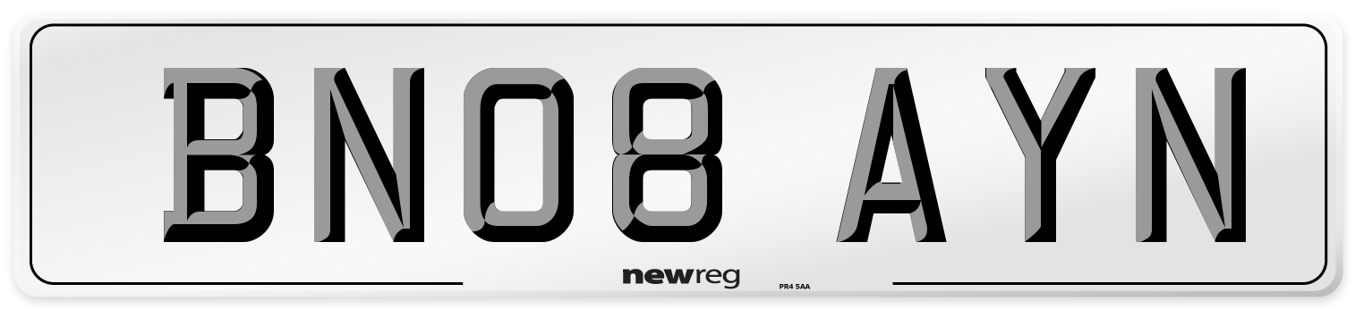 BN08 AYN Number Plate from New Reg
